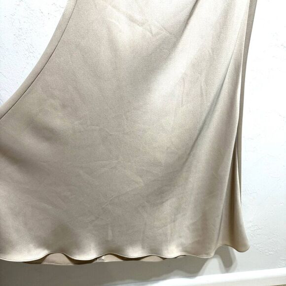 BHLDN Ruby Twist Halter Dress Satin Full Length Champagne Formal Wedding sz US 0 - Picture 6 of 16